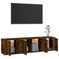 Set Mobili Porta TV 3 pz-Set di 3 Credenza per TV Rovere Fumo in Legno Multistrato 271141