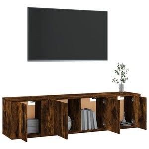 Set Mobili Porta TV 3 pz-Set di 3 Credenza per TV Rovere Fumo in Legno Multistrato 271141