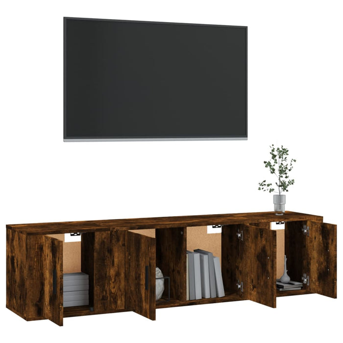 Set Mobili Porta TV 3 pz-Set di 3 Credenza per TV Rovere Fumo in Legno Multistrato 271141