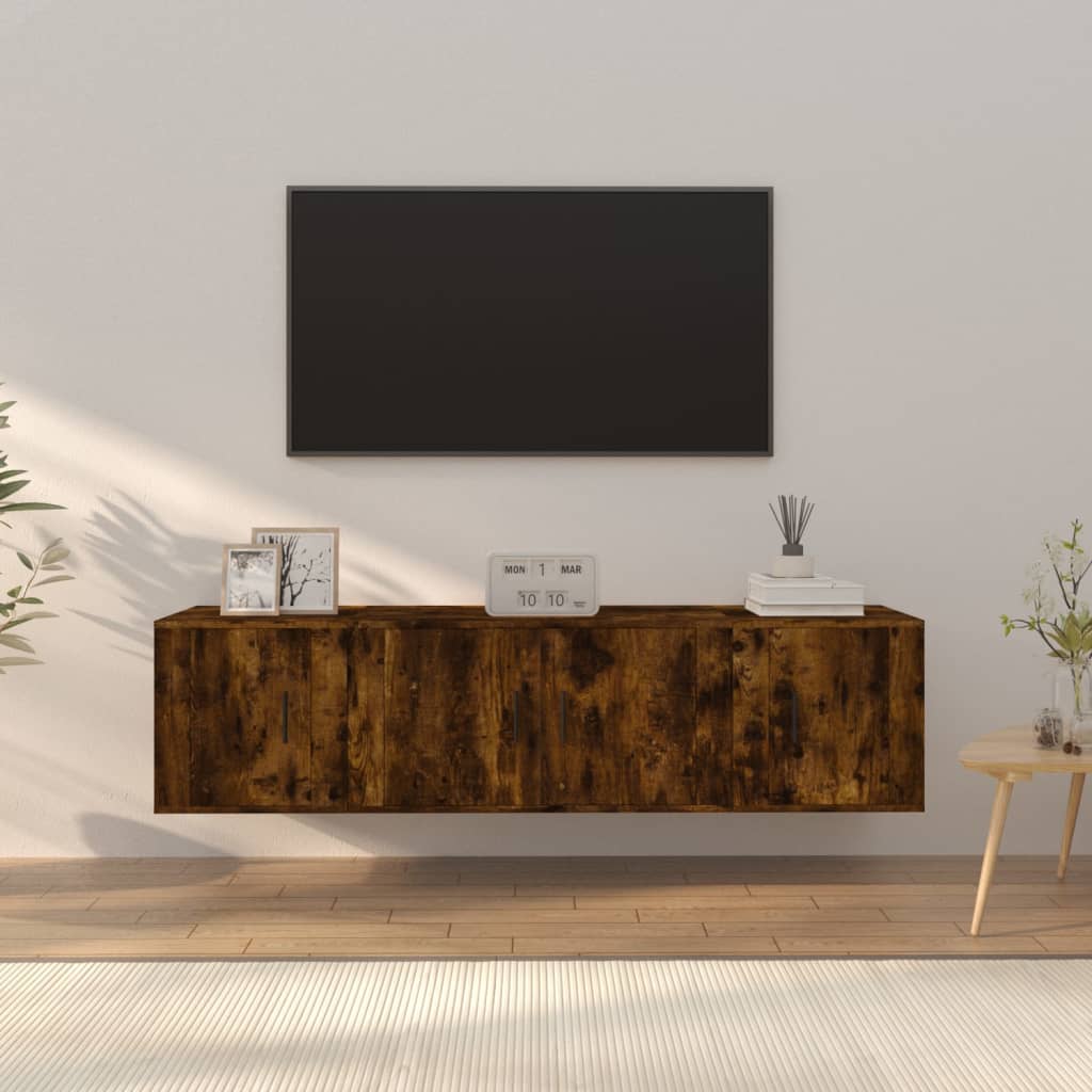 Set Mobili Porta TV 3 pz-Set di 3 Credenza per TV Rovere Fumo in Legno Multistrato 271141