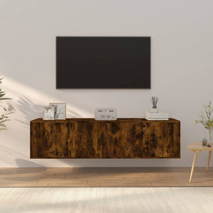 Set Mobili Porta TV 3 pz-Set di 3 Credenza per TV Rovere Fumo in Legno Multistrato 271141