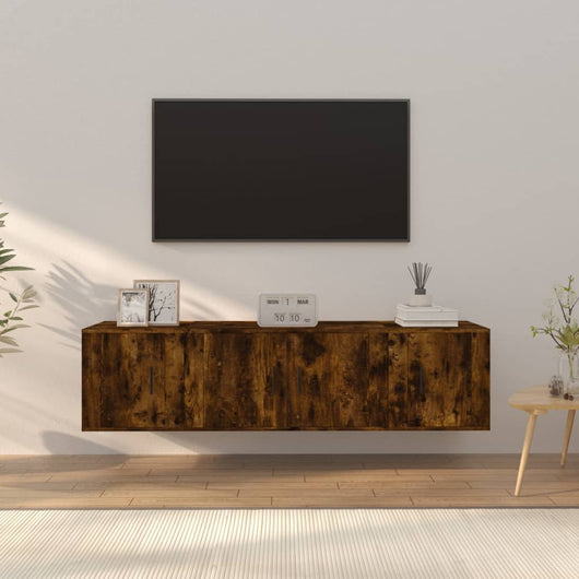Set Mobili Porta TV 3 pz-Set di 3 Credenza per TV Rovere Fumo in Legno Multistrato 271141