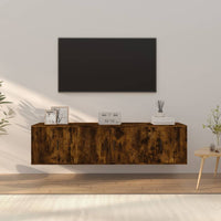 Set Mobili Porta TV 3 pz Rovere Fumo in Legno Multistrato 3188403