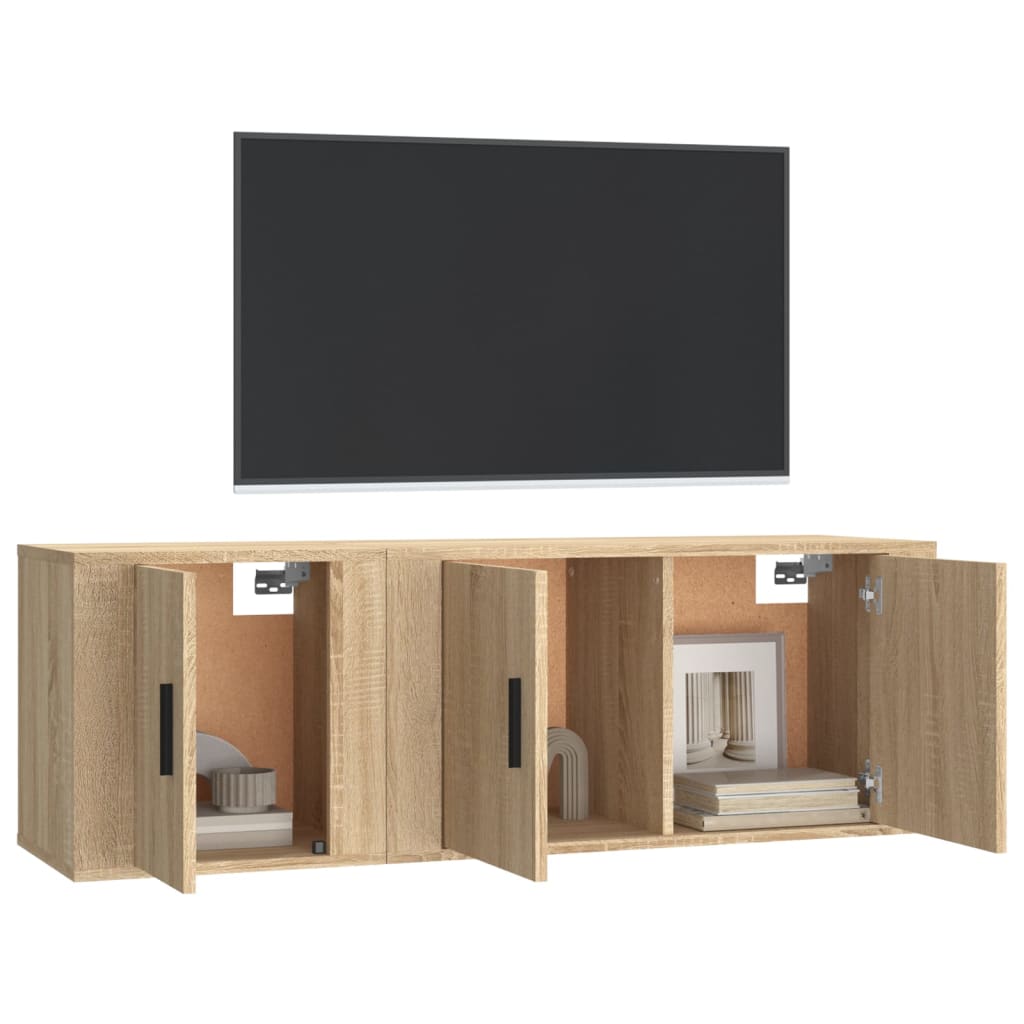 Set di Mobili Porta TV 2 pz Rovere Sonoma in Legno Multistrato 3188409