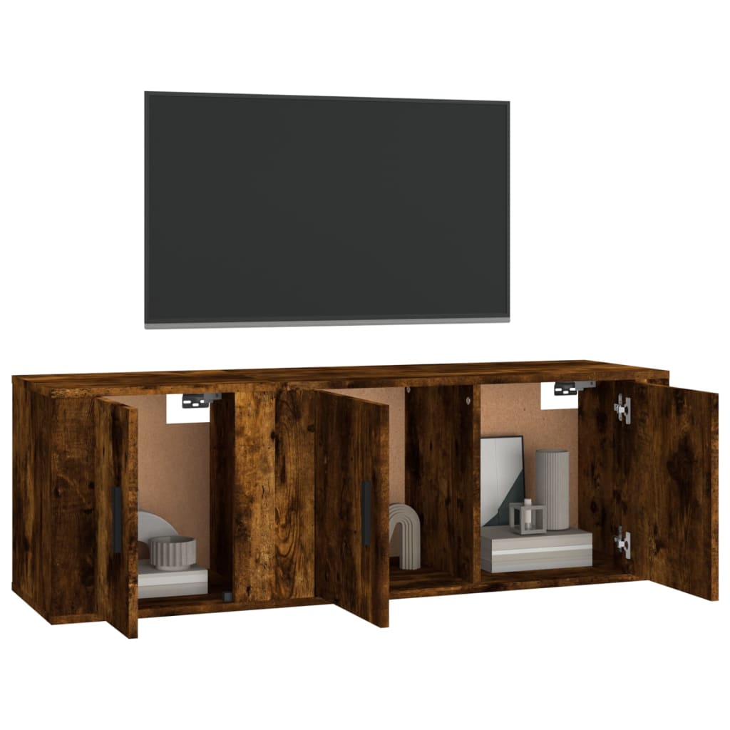 Set Mobili Porta TV 2 pz Rovere Fumo in Legno Multistrato 3188411