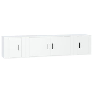 Set Mobili Porta TV 3 pz-Set di 3 Credenza per TV Bianco in Legno Multistrato 604328
