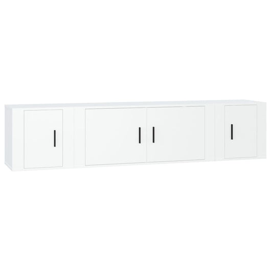 Set Mobili Porta TV 3 pz-Set di 3 Credenza per TV Bianco in Legno Multistrato 604328