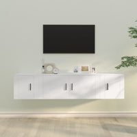 Set Mobili Porta TV 3 pz-Set di 3 Credenza per TV Bianco in Legno Multistrato 604328