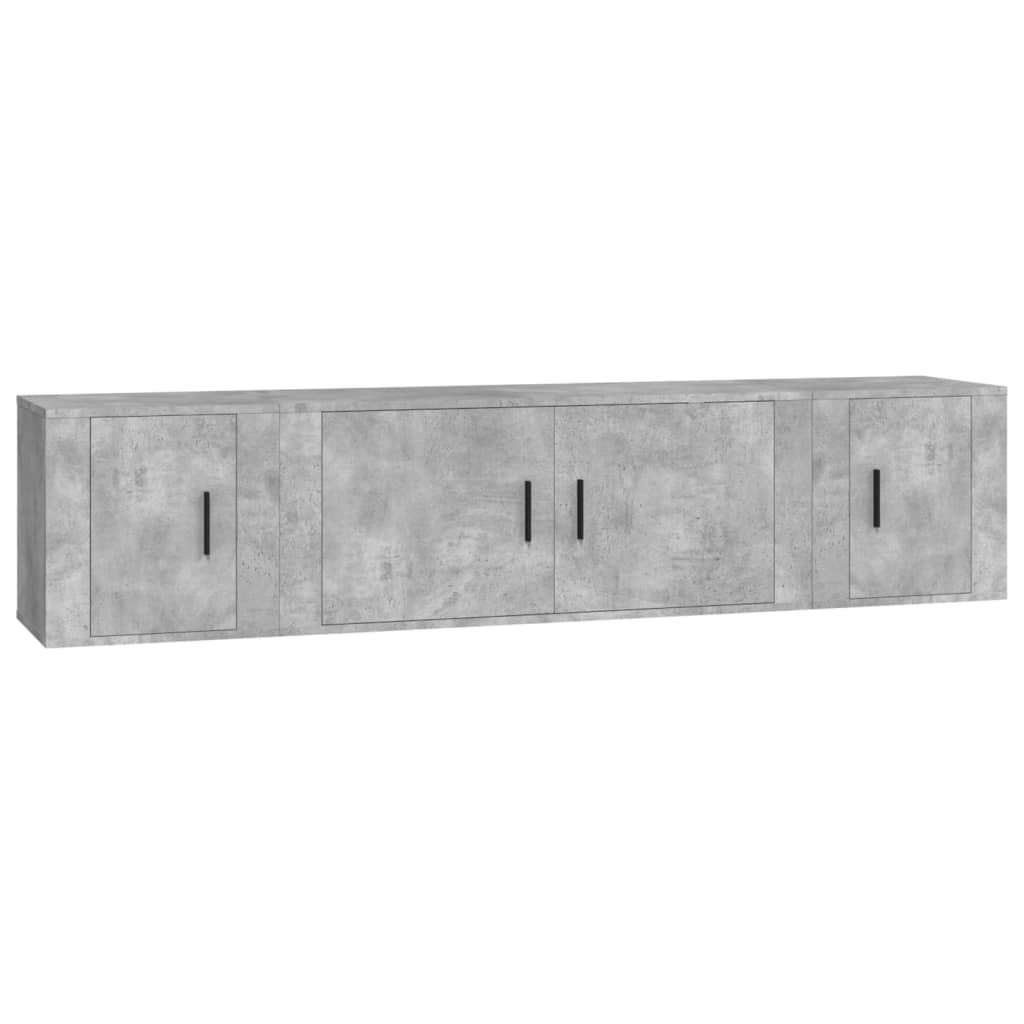 Set di Mobili Porta TV 3 pz Grigio Cemento in Legno Multistrato 3188418