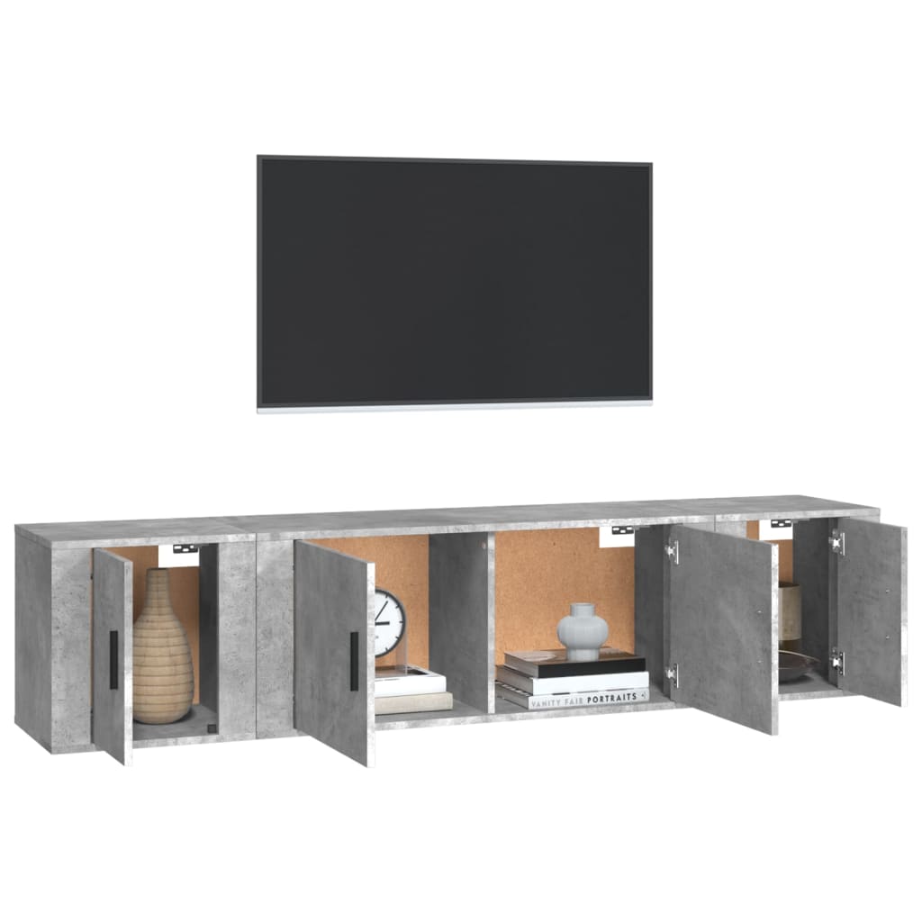 Set di Mobili Porta TV 3 pz Grigio Cemento in Legno Multistrato 3188418