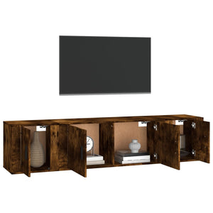 Set Mobili Porta TV 3 pz Rovere Fumo in Legno Multistrato 3188419