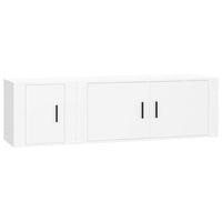 Set di Mobili Porta TV 2 pz Bianco in Legno Multistrato