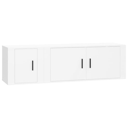 Set di Mobili Porta TV 2 pz Bianco in Legno Multistrato