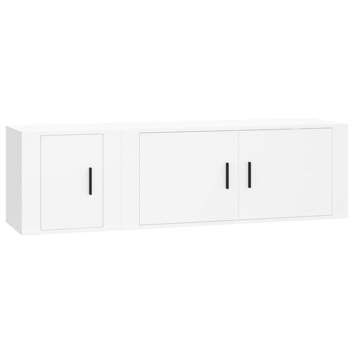 Set di Mobili Porta TV 2 pz Bianco in Legno Multistrato