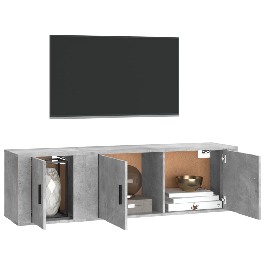 Set di Mobili Porta TV 2 pz Grigio Cemento in Legno Multistrato 3188426