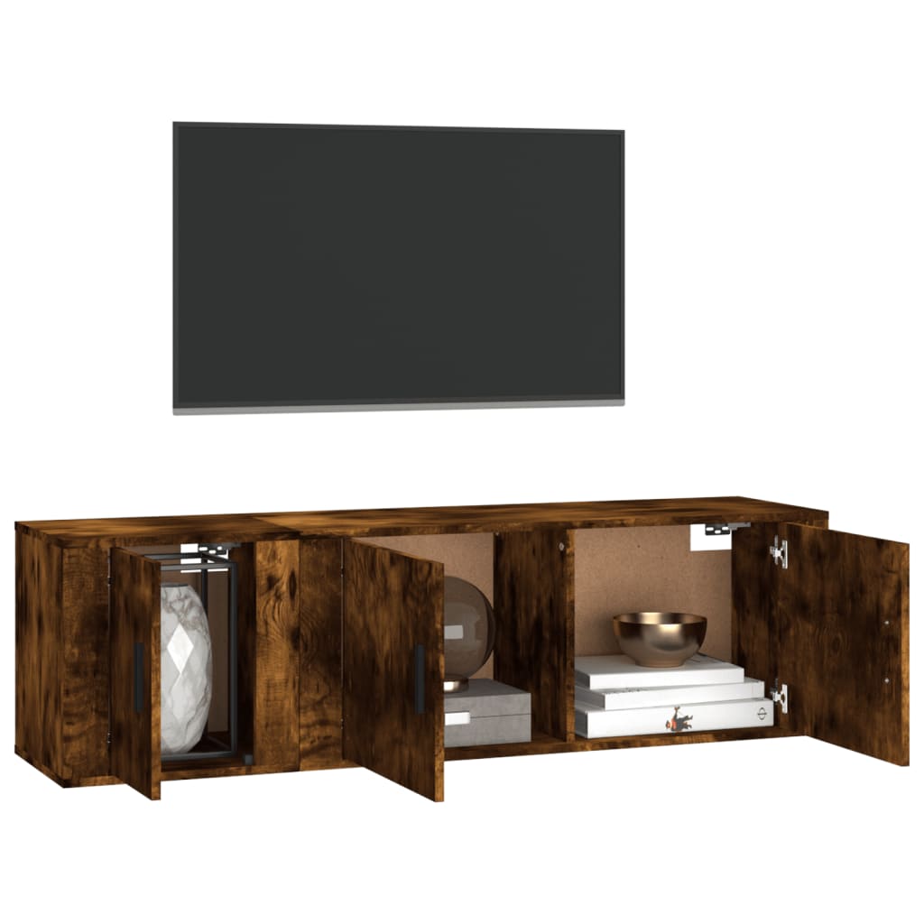 vidaXL Set Mobili Porta TV 2 pz Rovere Fumo in Legno Multistrato