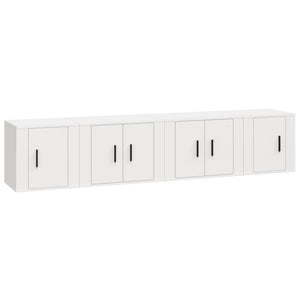 Set di mobili mobile credenza TV televisione soggiorno camera da letto soggiorno 4 pezzi pannelli in MDF bianco 02_0024674