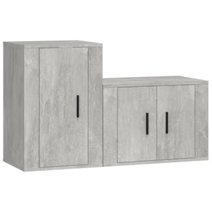 Set di Mobili Porta TV 2 pz Grigio Cemento in Legno Multistrato 3188450