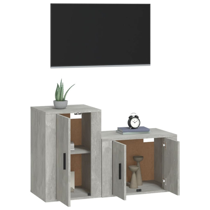 Set di Mobili Porta TV 2 pz Grigio Cemento in Legno Multistrato 3188450
