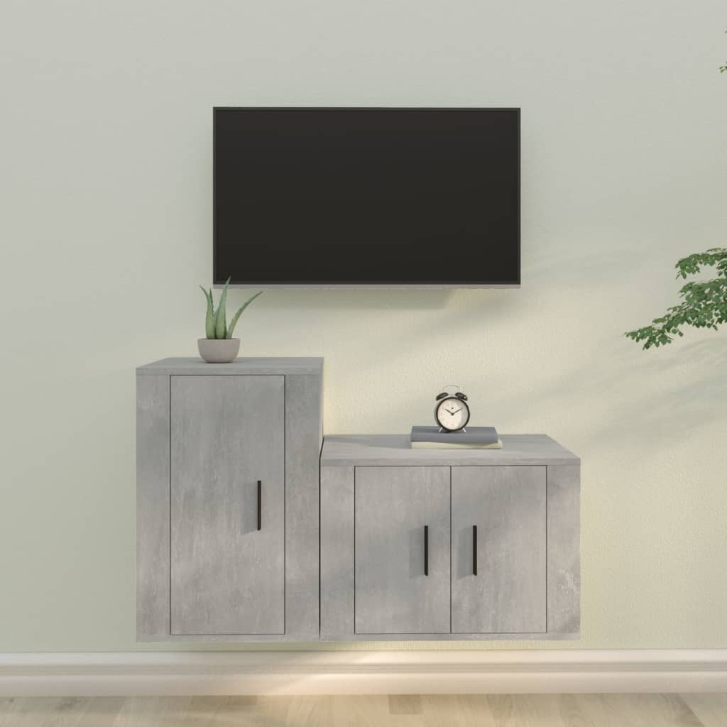Set di Mobili Porta TV 2 pz Grigio Cemento in Legno Multistrato 3188450