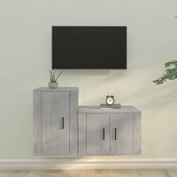 Set di Mobili Porta TV 2 pz Grigio Cemento in Legno Multistrato 3188450