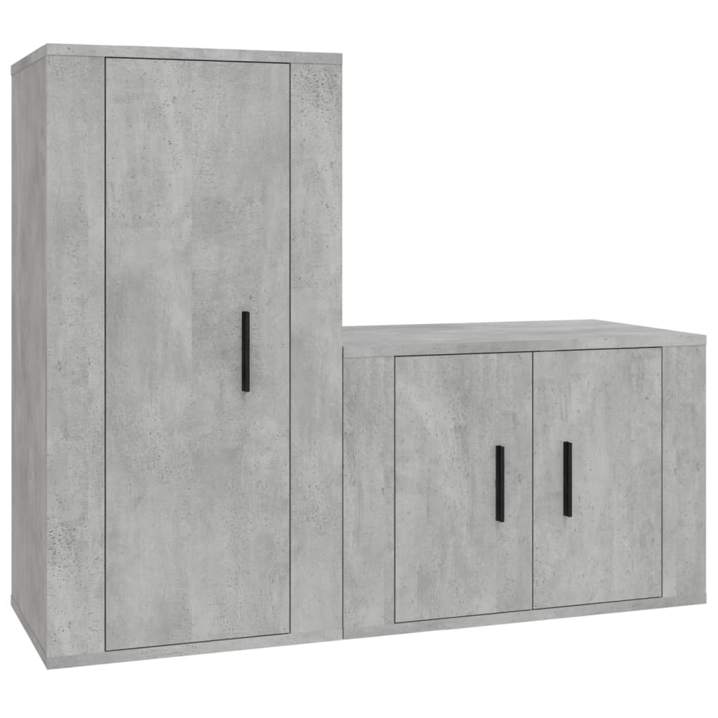 Set di Mobili Porta TV 2 pz Grigio Cemento in Legno Multistratocod mxl 76788