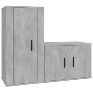 Set di Mobili Porta TV 2 pz Grigio Cemento in Legno Multistratocod mxl 76788