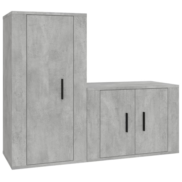 Set di Mobili Porta TV 2 pz Grigio Cemento in Legno Multistratocod mxl 76788