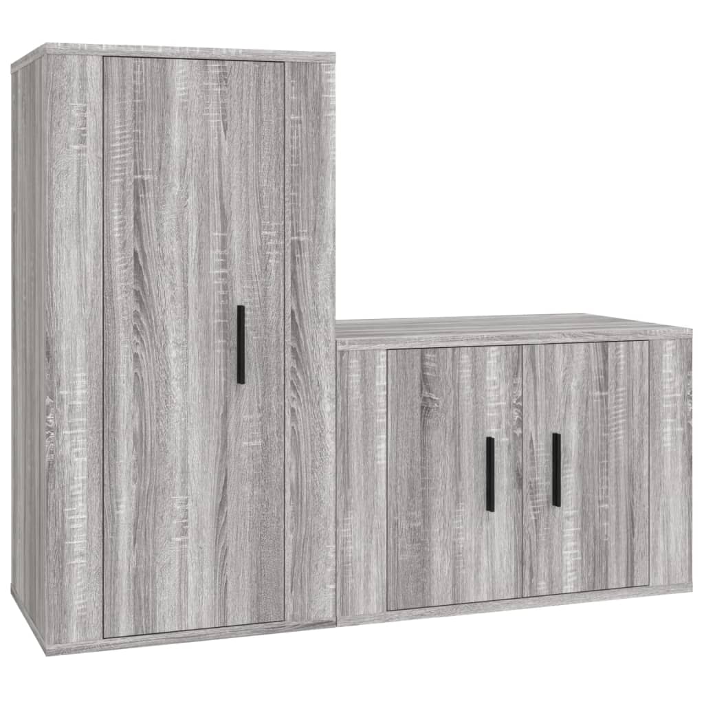Set Mobili Porta TV 2 pz Grigio Sonoma in Legno Multistratocod mxl 124704