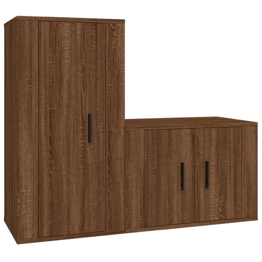 Set Mobili Porta TV 2 pz-Set di 2 Credenza per TV Rovere Marrone in Legno Multistrato 380244