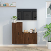 Set Mobili Porta TV 2 pz-Set di 2 Credenza per TV Rovere Marrone in Legno Multistrato 380244