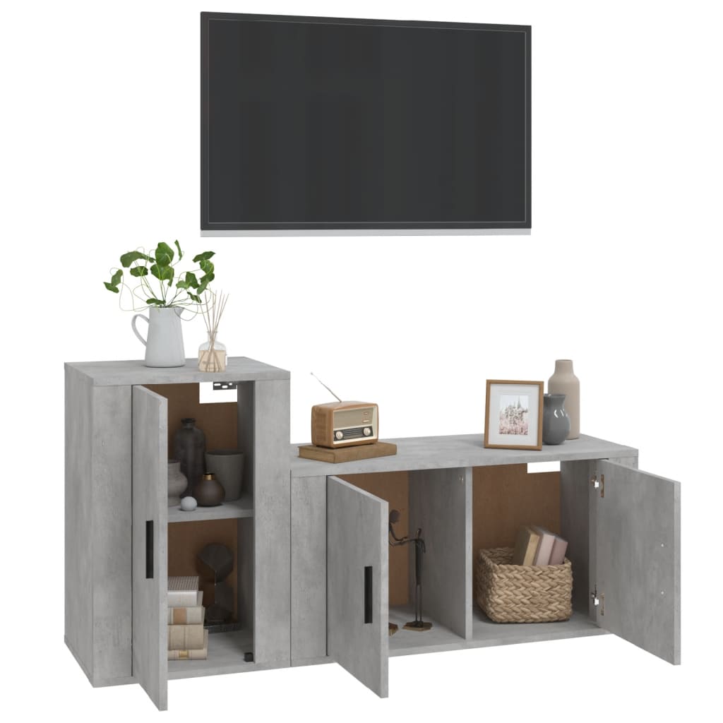 Set di Mobili Porta TV 2 pz Grigio Cemento in Legno Multistrato 3188466