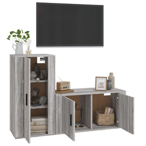 Set Mobili Porta TV 2 pz Grigio Sonoma in Legno Multistrato 3188476