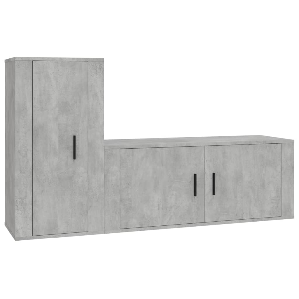 Set di Mobili Porta TV 2 pz Grigio Cemento in Legno Multistratocod mxl 100801