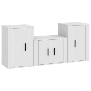 Set Mobili Porta TV 3 pz Bianco in Legno Multistrato 3188494