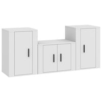Set Mobili Porta TV 3 pz-Set di 3 Credenza per TV Bianco in Legno Multistrato 502209