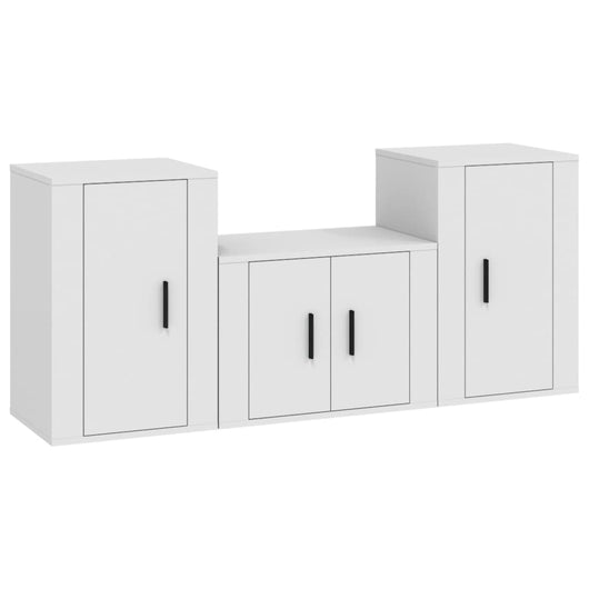 Set Mobili Porta TV 3 pz Bianco in Legno Multistrato