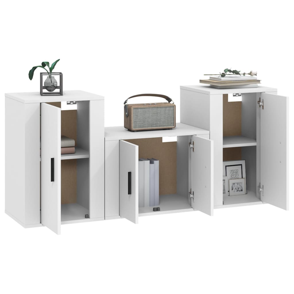 Set Mobili Porta TV 3 pz Bianco in Legno Multistrato 3188494