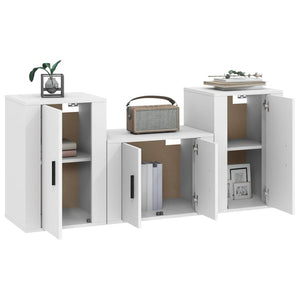 Set Mobili Porta TV 3 pz Bianco in Legno Multistrato 3188494