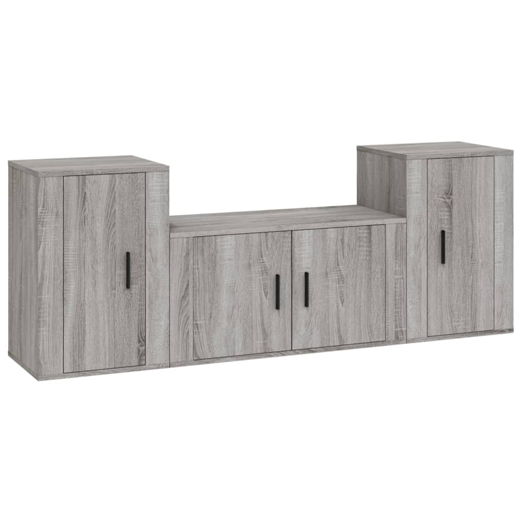 Set Mobili Porta TV 3 pz Grigio Sonoma in Legno Multistrato 3188508