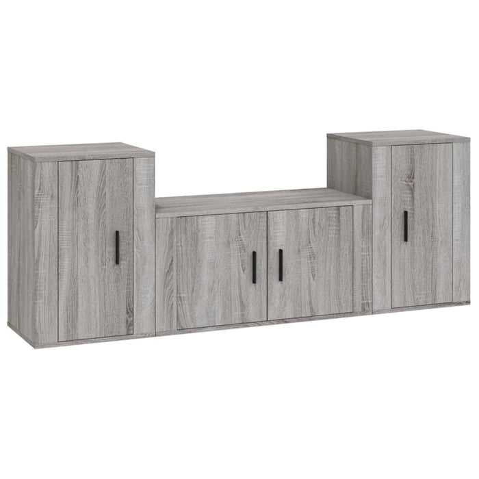 Set Mobili Porta TV 3 pz Grigio Sonoma in Legno Multistrato 3188508