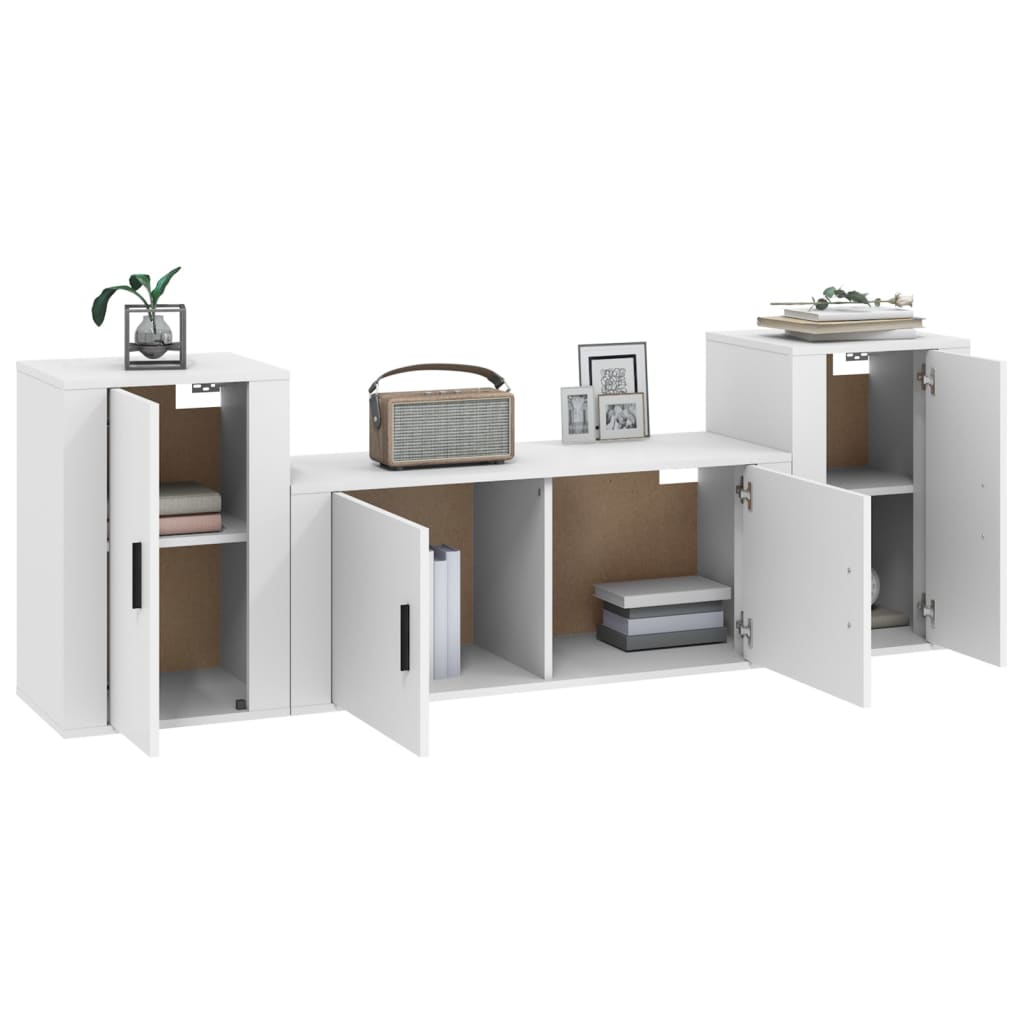 Set Mobili Porta TV 3 pz Bianco in Legno Multistratocod mxl 124722