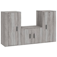 Set Mobili Porta TV 3 pz Grigio Sonoma in Legno Multistrato 3188524