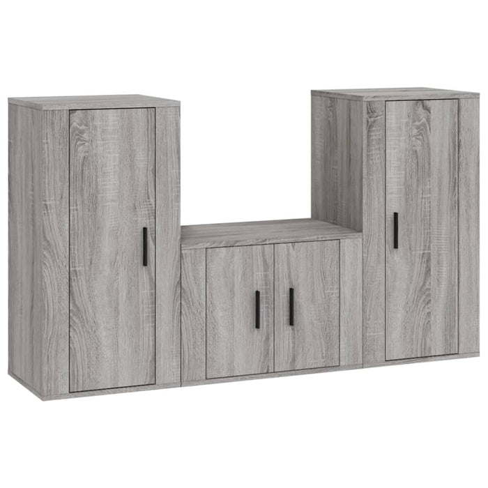 Set Mobili Porta TV 3 pz Grigio Sonoma in Legno Multistrato 3188524
