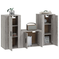 Set Mobili Porta TV 3 pz Grigio Sonoma in Legno Multistrato 3188524