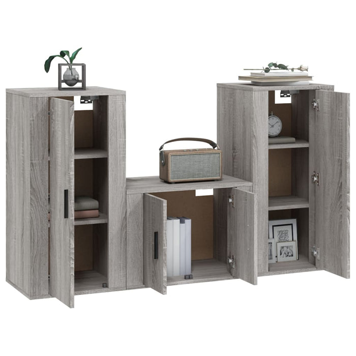 Set Mobili Porta TV 3 pz Grigio Sonoma in Legno Multistrato 3188524