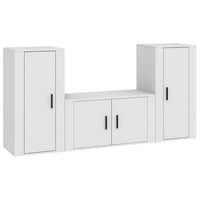 Set Mobili Porta TV 3 pz-Set di 3 Credenza per TV Bianco in Legno Multistrato 876128