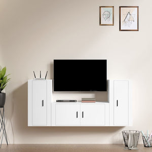 Set Mobili Porta TV 3 pz-Set di 3 Credenza per TV Bianco in Legno Multistrato 498764