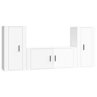 Set Mobili Porta TV 3 pz Bianco Lucido in Legno Multistrato 3188536