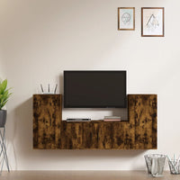 Set Mobili Porta TV 3 pz-Set di 3 Credenza per TV Rovere Fumo in Legno Multistrato 323636